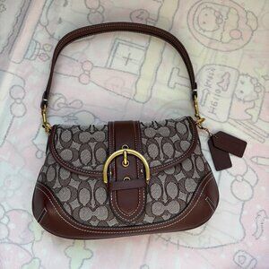 Coach Signature Jacquard Monogram Canvas Underarm Bag